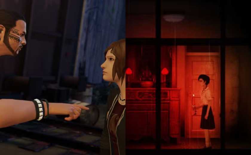A combined image of gameplay from Detention and Life is Strange Before the Storm
